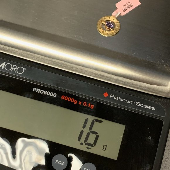 14K Yellow Gold Purple Cubic Zirconia Star Disc Pendant - Picture 7 of 7